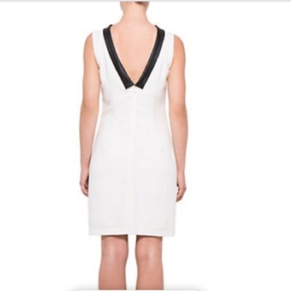NEW Alexia Admor White Leather Band Collar Shift Dress Sleeveless Summer Luxury - Picture 5 of 13